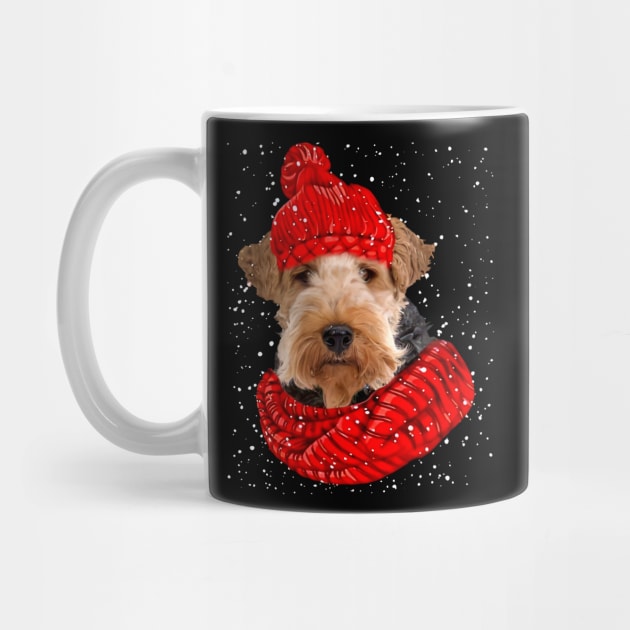 Wire Fox Terrier Wearing Red Hat And Scarf Christmas by Brodrick Arlette Store